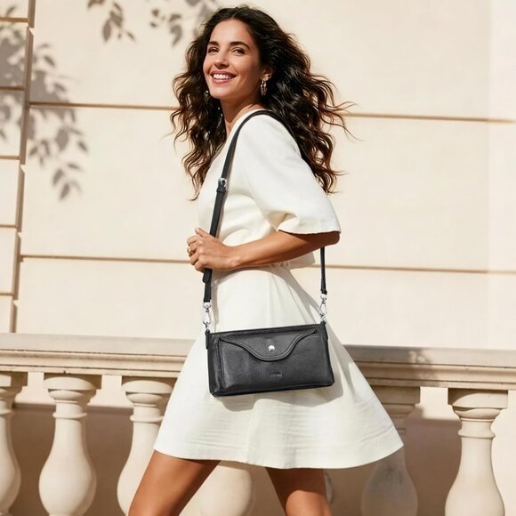 S-ZONE Leather Crossbody Bags for Women RFID Small Purse - Picture 2 of 8